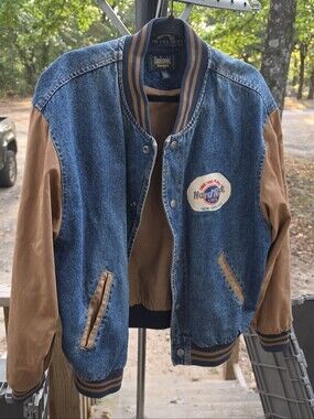 Vintage 90s Dunbrooke Varsity Denim Jacket Large Mens